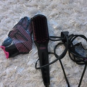 Hair straightener brush